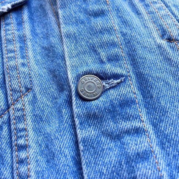 NWOT GRLFRND DARIA MEDIUM DENIM OVERSIZED DISTRESSED JEANS JACKET - M - Picture 8 of 13